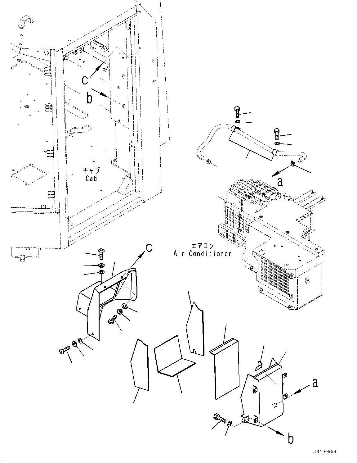 Komatsu parts book diagram for WA800-8E0 S/N 84001-UP: CAB, COOLER AND HEATER BOX(#84001-)