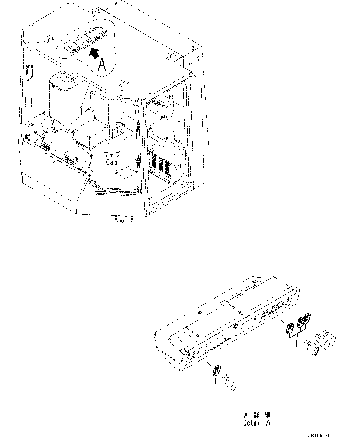 Komatsu parts book diagram for WA800-8E0 S/N 84001-UP: CAB SWITCH, SPACER (2/2)(#84001-)