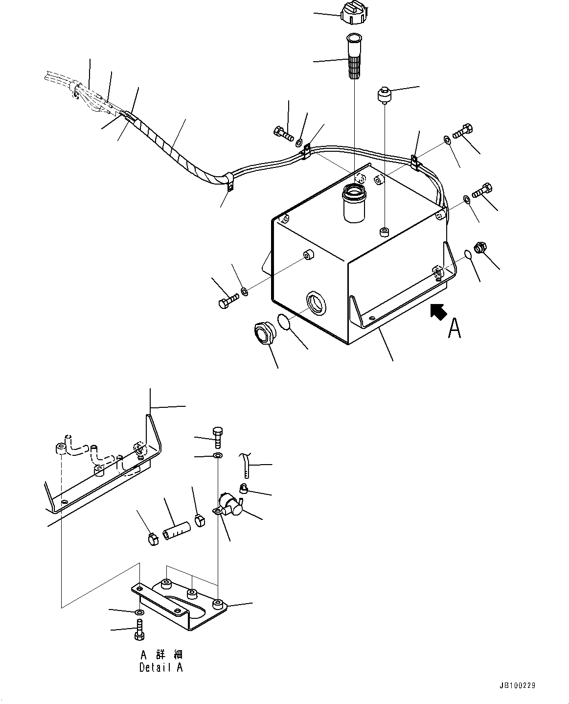 Komatsu parts book diagram for WA800-8E0 S/N 84001-UP: WINDOW WASHER, WINDOW WASHER TANK(#83001-)