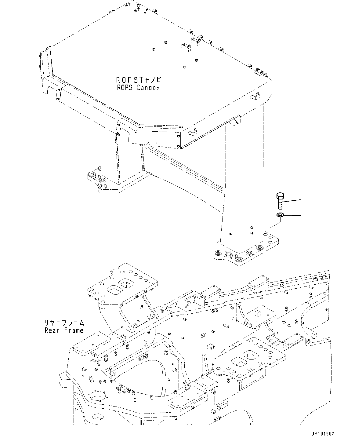 Komatsu parts book diagram for WA800-8E0 S/N 84001-UP: ROPS CANOPY, CANOPY MOUNTING (2/2)(#83001-)