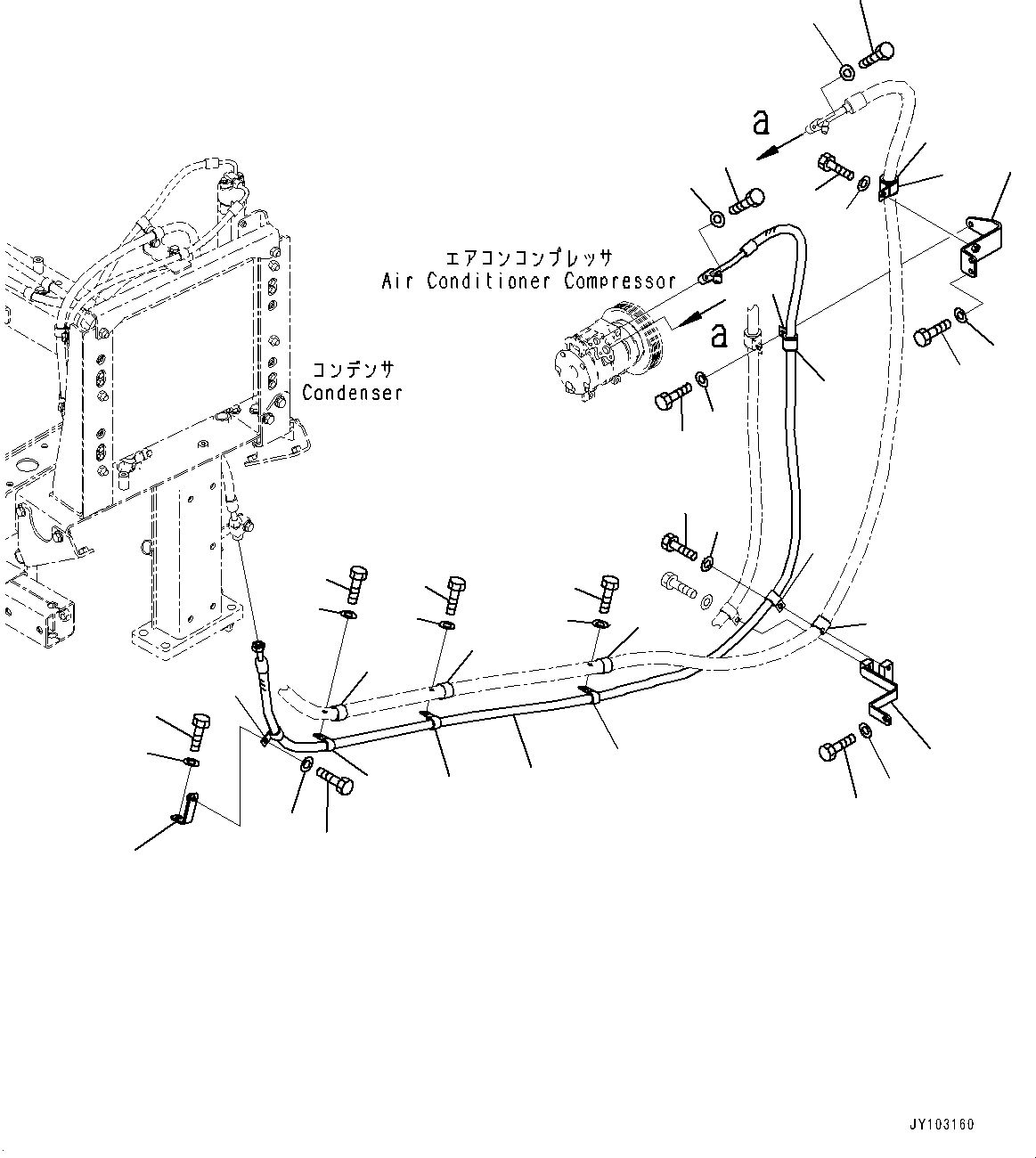 Komatsu parts book diagram for WA800-8E0 S/N 84001-UP: AIR CONDITIONER PIPING, REAR PIPING(#83001-)