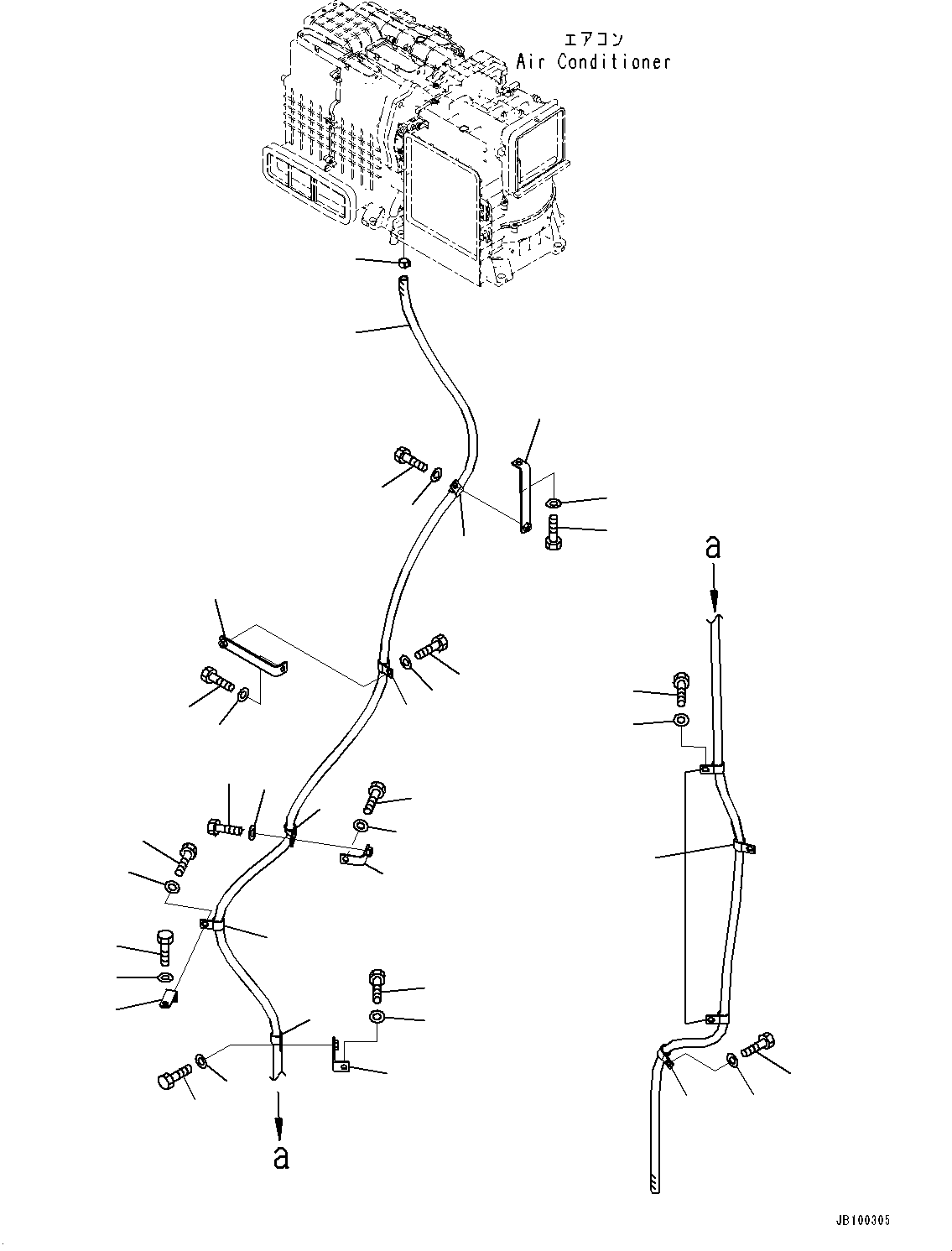 Komatsu parts book diagram for WA800-8E0 S/N 84001-UP: AIR CONDITIONER PIPING, DRAIN PIPING(#83001-)