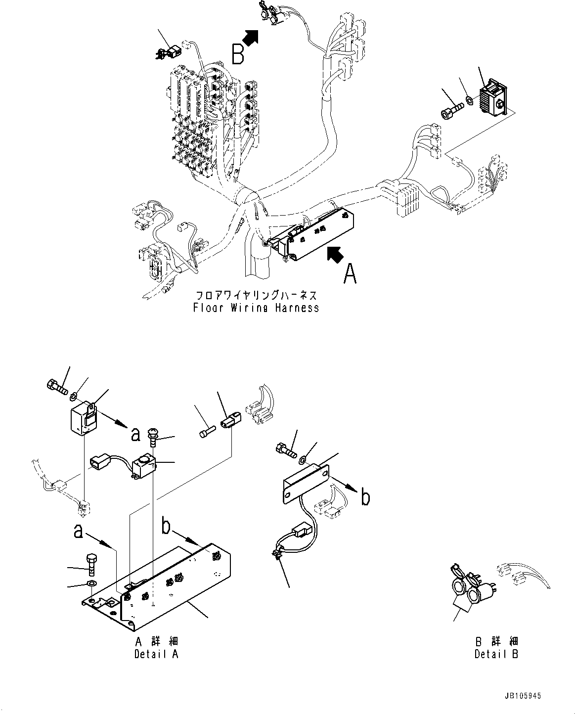 Komatsu parts book diagram for WA800-8E0 S/N 84001-UP: FLOOR, FLOOR WIRING HARNESS RELATED PARTS(#84001-)