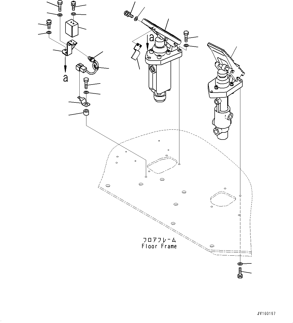 Komatsu parts book diagram for WA800-8E0 S/N 84001-UP: FLOOR, BRAKE VALVE(#84001-)