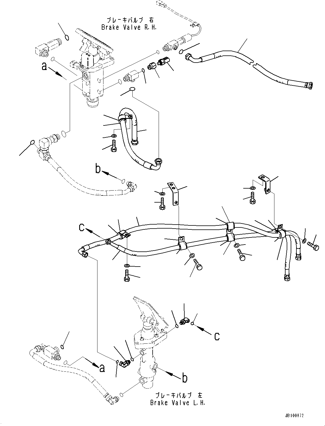 Komatsu parts book diagram for WA800-8E0 S/N 84001-UP: FLOOR, BRAKE VALVE PIPING (2/2)(#84001-84000)