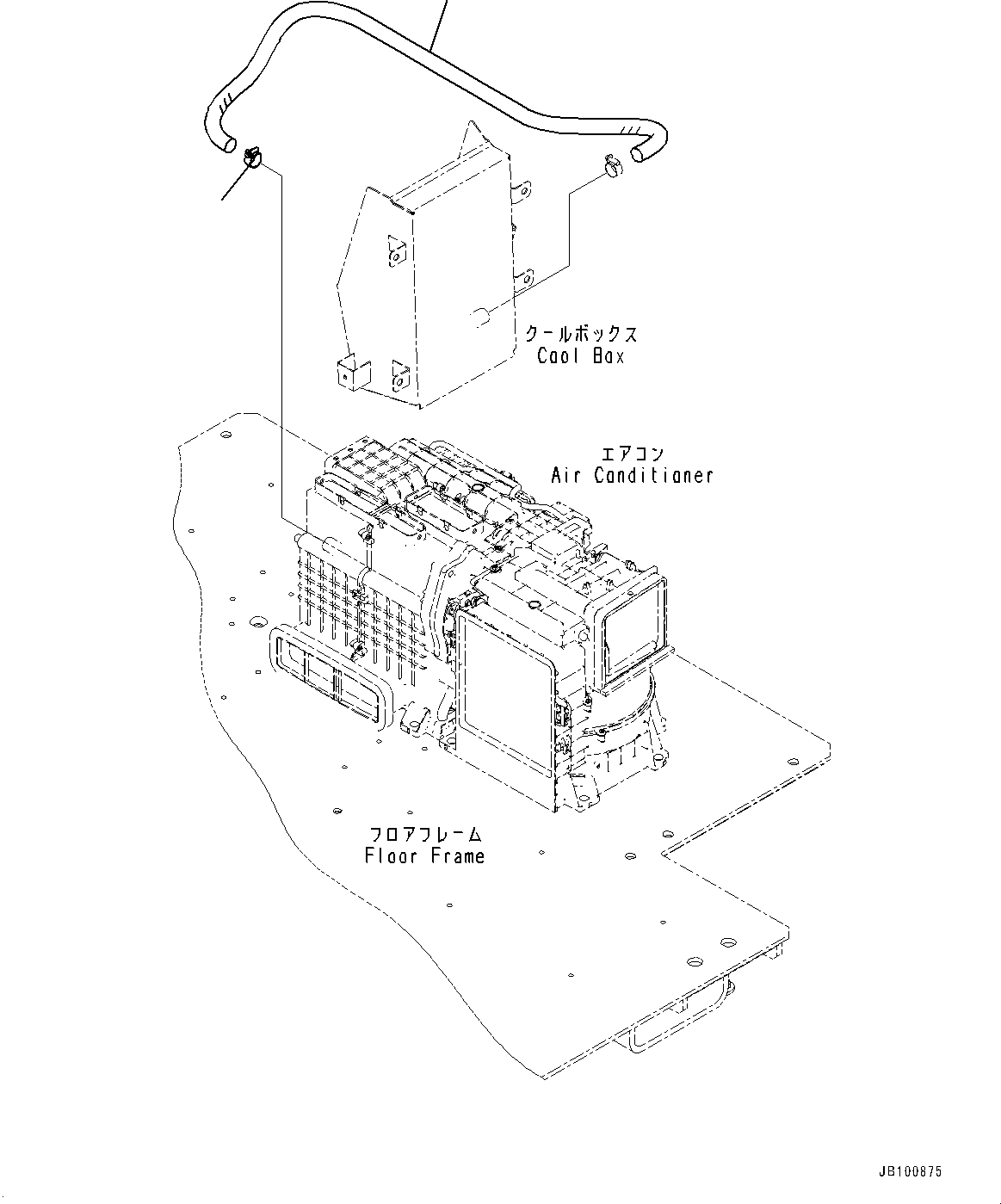 Komatsu parts book diagram for WA800-8E0 S/N 84001-UP: FLOOR, COOL BOX PIPING(#84001-)