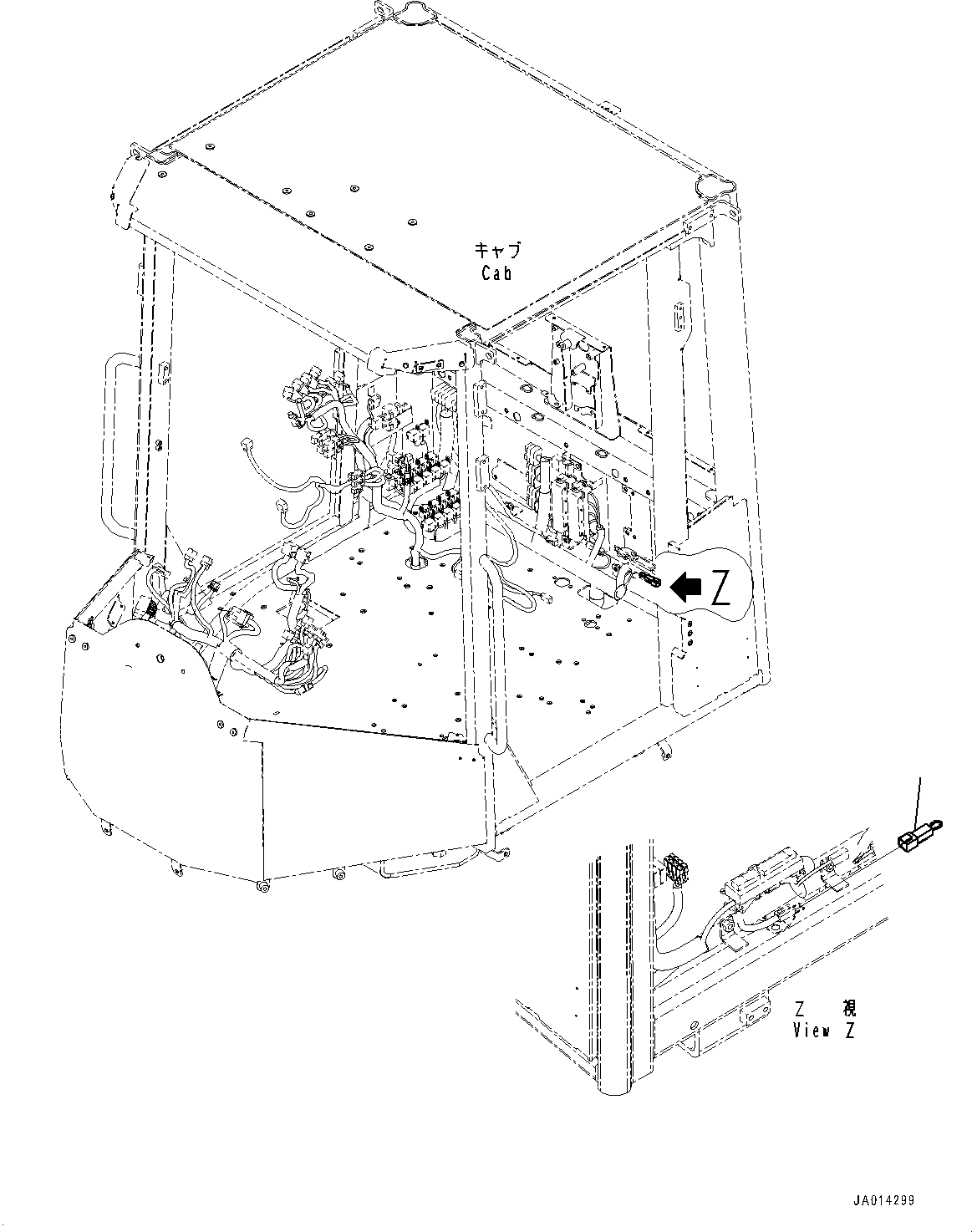 Komatsu parts book diagram for WA800-8E0 S/N 84001-UP: FLOOR, CONNECTOR(#84001-)