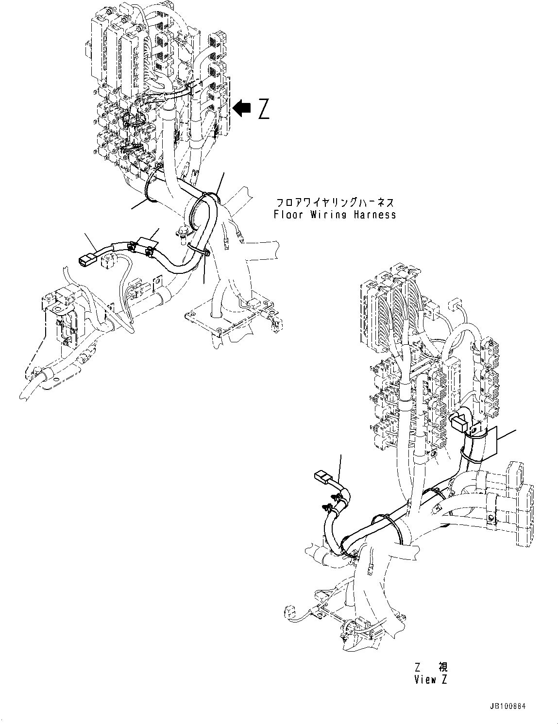 Komatsu parts book diagram for WA800-8E0 S/N 84001-UP: FLOOR, WIRING HARNESS(#84001-)