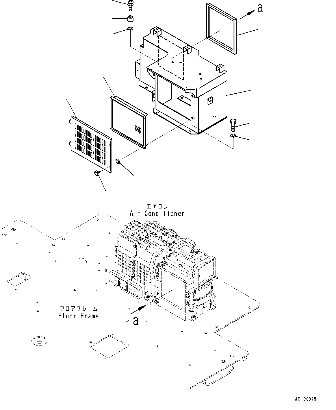 Komatsu parts book diagram for WA800-8E0 S/N 84001-UP: FLOOR, AIR CONDITIONER RECIRCULATION AIR FILTER(#84001-)