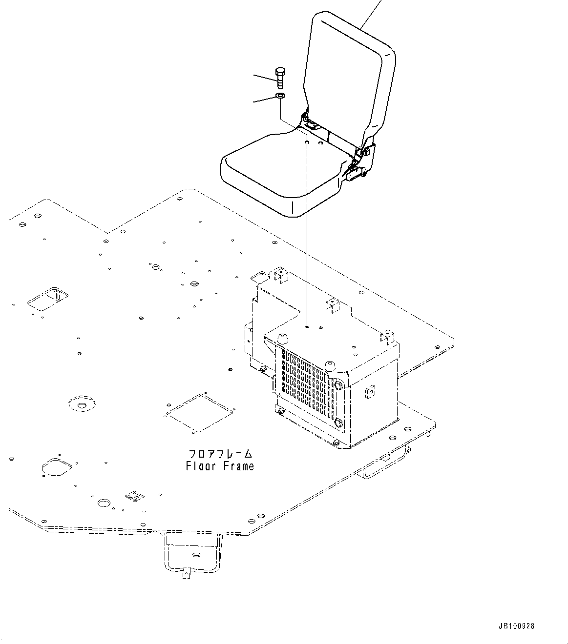 Komatsu parts book diagram for WA800-8E0 S/N 84001-UP: FLOOR, AUXILIARY SEAT(#84001-)