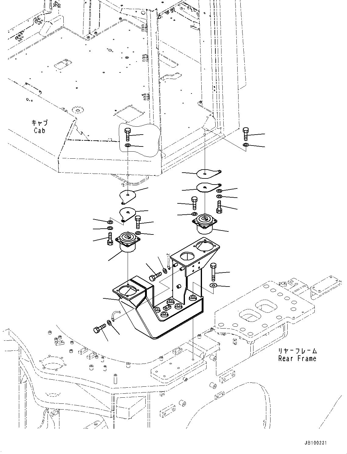 Komatsu parts book diagram for WA800-8E0 S/N 84001-UP: FLOOR SUPPORT, SUPPORT L.H.(#83001-)