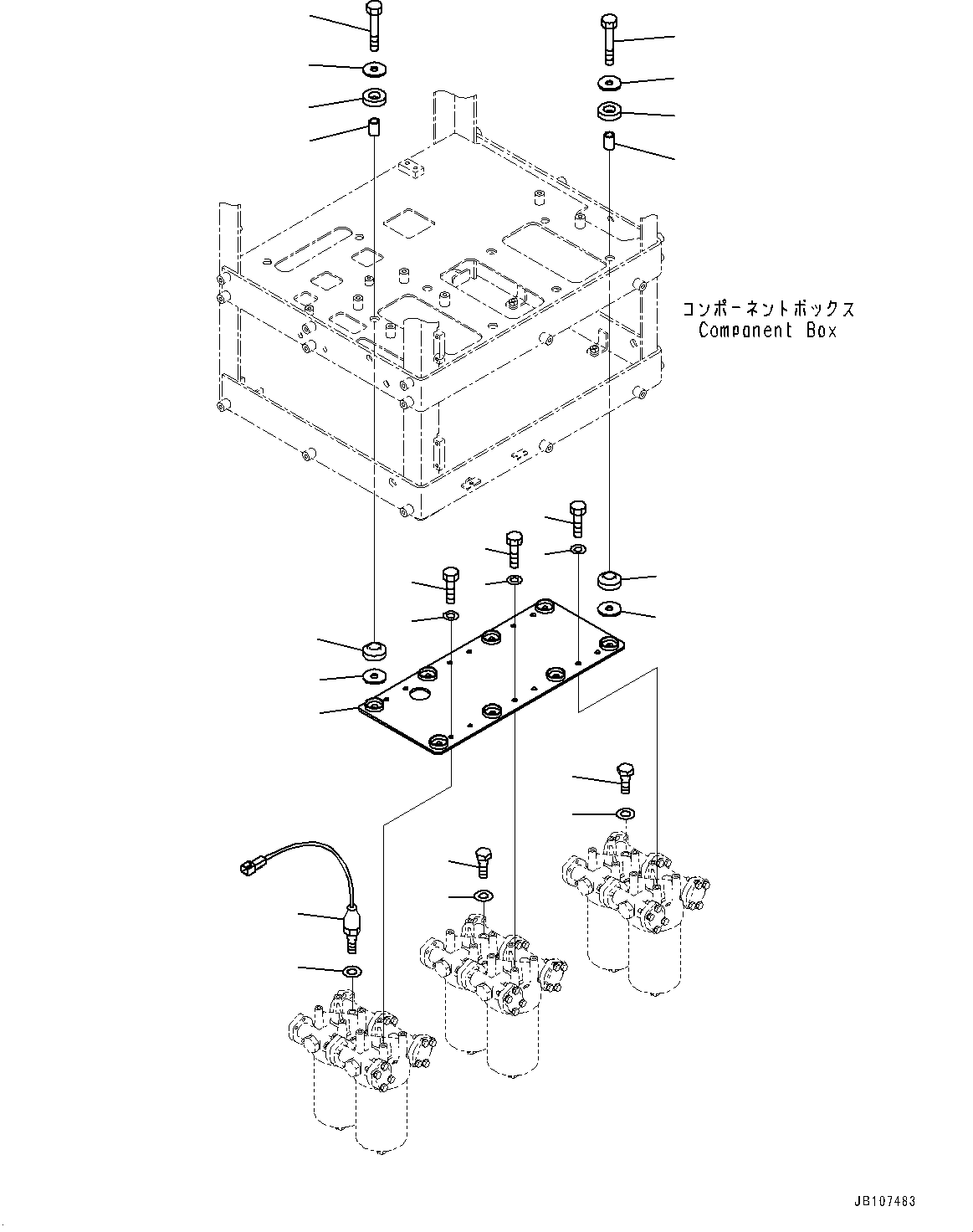 Komatsu parts book diagram for WA800-8E0 S/N 84001-UP: BRAKE CONTROL, OIL FILTER MOUNTING(#83001-)