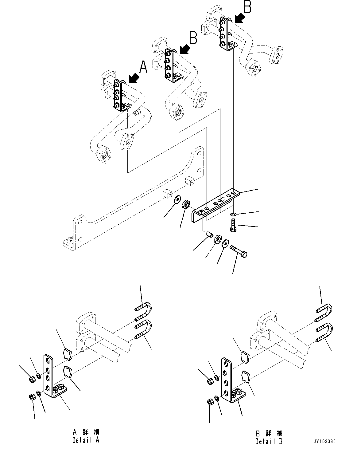 Komatsu parts book diagram for WA800-8E0 S/N 84001-UP: BRAKE CONTROL, PIPING MOUNTING(#83001-)