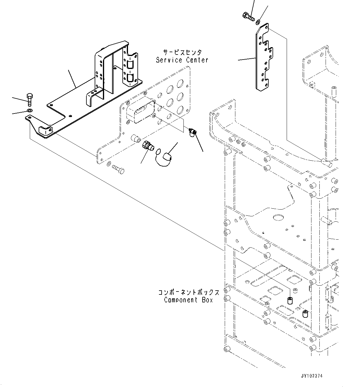 Komatsu parts book diagram for WA800-8E0 S/N 84001-UP: BRAKE CONTROL, SERVICE CENTER (2/2) (WITH AUTO-GREASING SYSTEM)(#83001-)