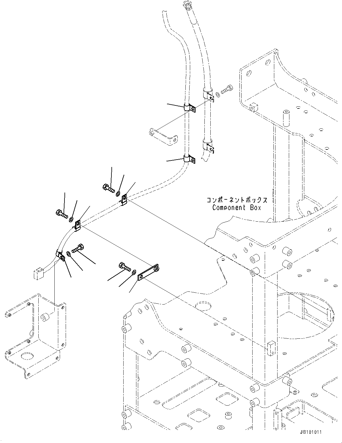 Komatsu parts book diagram for WA800-8E0 S/N 84001-UP: BRAKE CONTROL, GREASE PUMP MOUNTING (1/2) (WITH AUTO-GREASING SYSTEM)(#83001-)