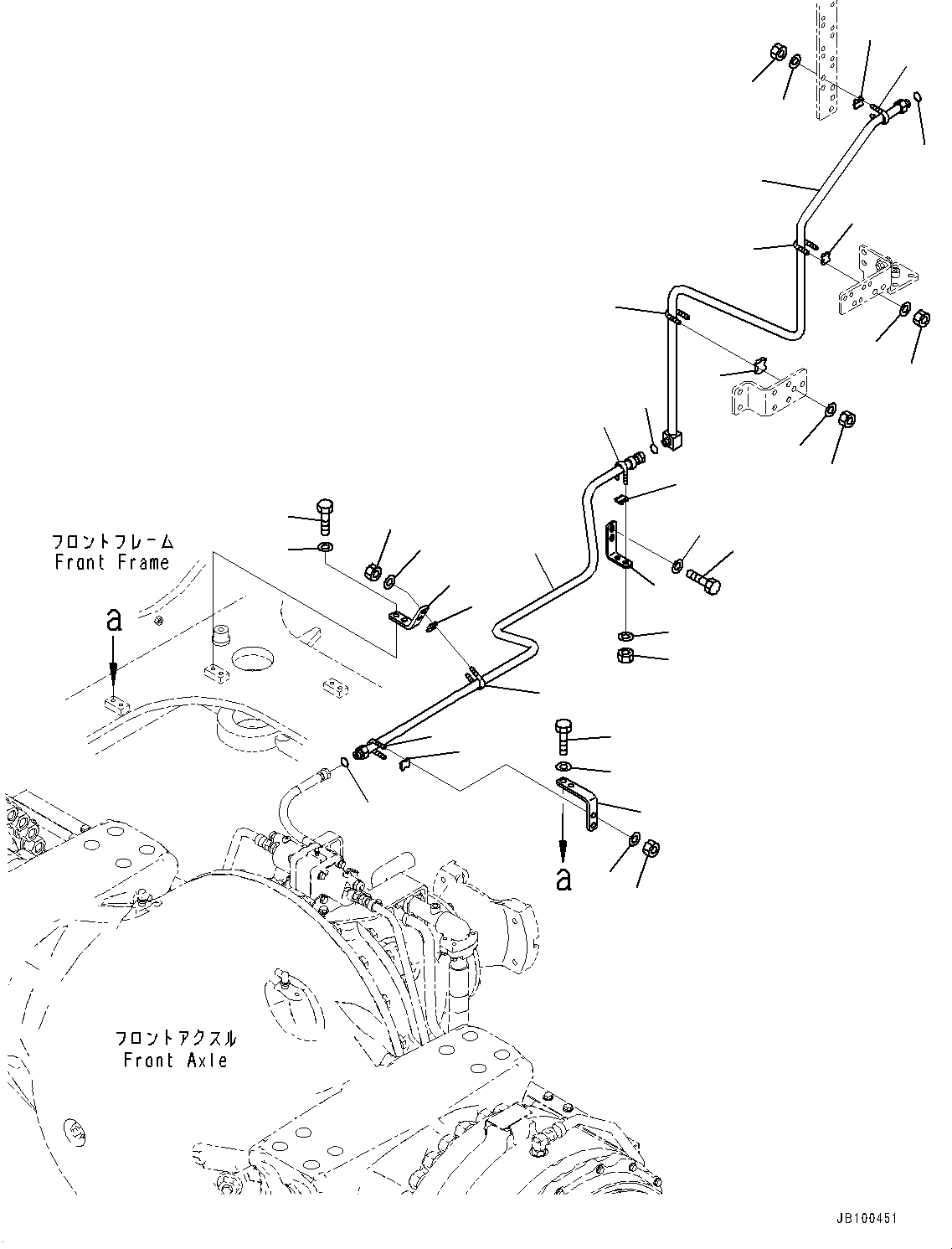 Komatsu parts book diagram for WA800-8E0 S/N 84001-UP: BRAKE PIPING, MOUNTING (1/2)(#83001-)