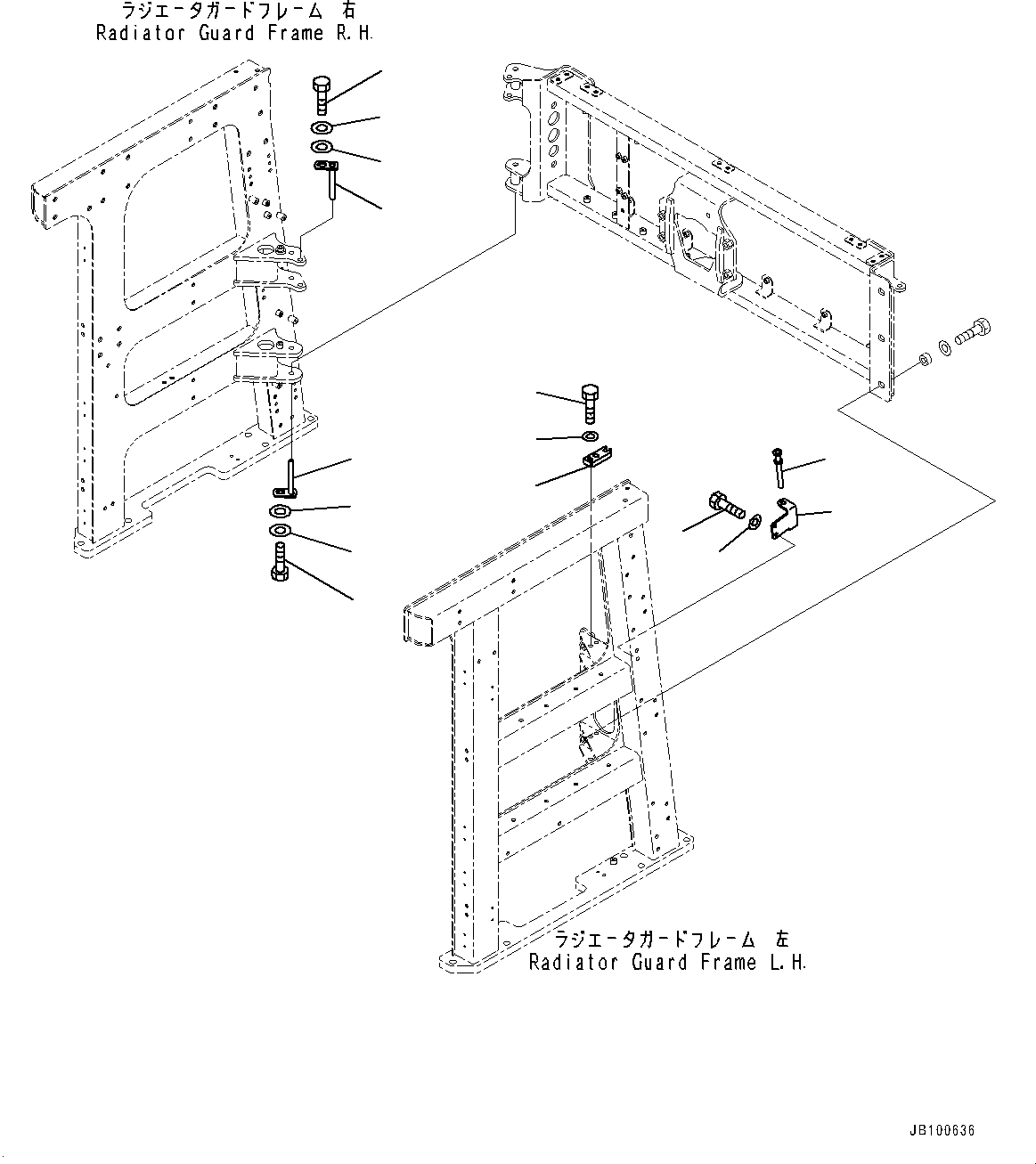 Komatsu parts book diagram for WA800-8E0 S/N 84001-UP: RADIATOR GUARD AND HOOD, SUPPORT MOUNTING (1/3)(#84001-)