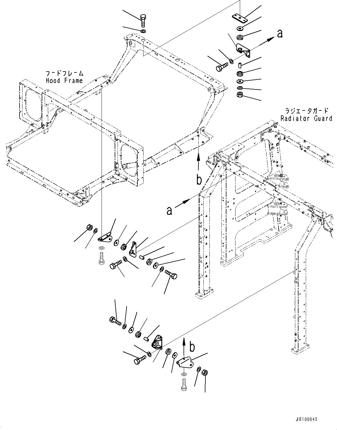 Komatsu parts book diagram for WA800-8E0 S/N 84001-UP: RADIATOR GUARD AND HOOD, HOOD MOUNTING(#84001-)