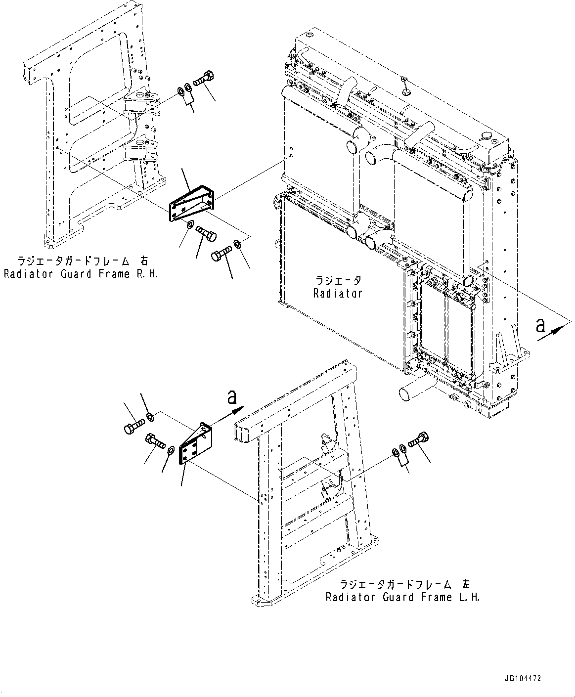 Komatsu parts book diagram for WA800-8E0 S/N 84001-UP: RADIATOR GUARD AND HOOD, RADIATOR GUARD MOUNTING (2/2)(#83001-)
