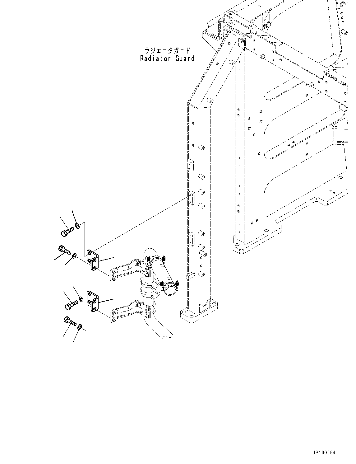 Komatsu parts book diagram for WA800-8E0 S/N 84001-UP: RADIATOR GUARD AND HOOD, MOUNTING (2/3)(#83001-)