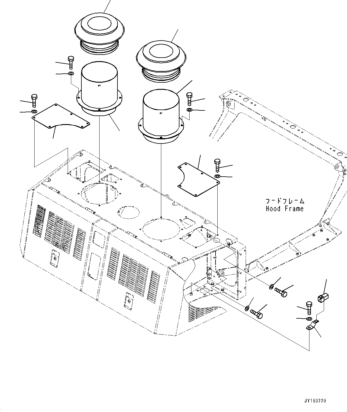 Komatsu parts book diagram for WA800-8E0 S/N 84001-UP: RADIATOR GUARD AND HOOD, EXTENSION PIPING(#83001-)
