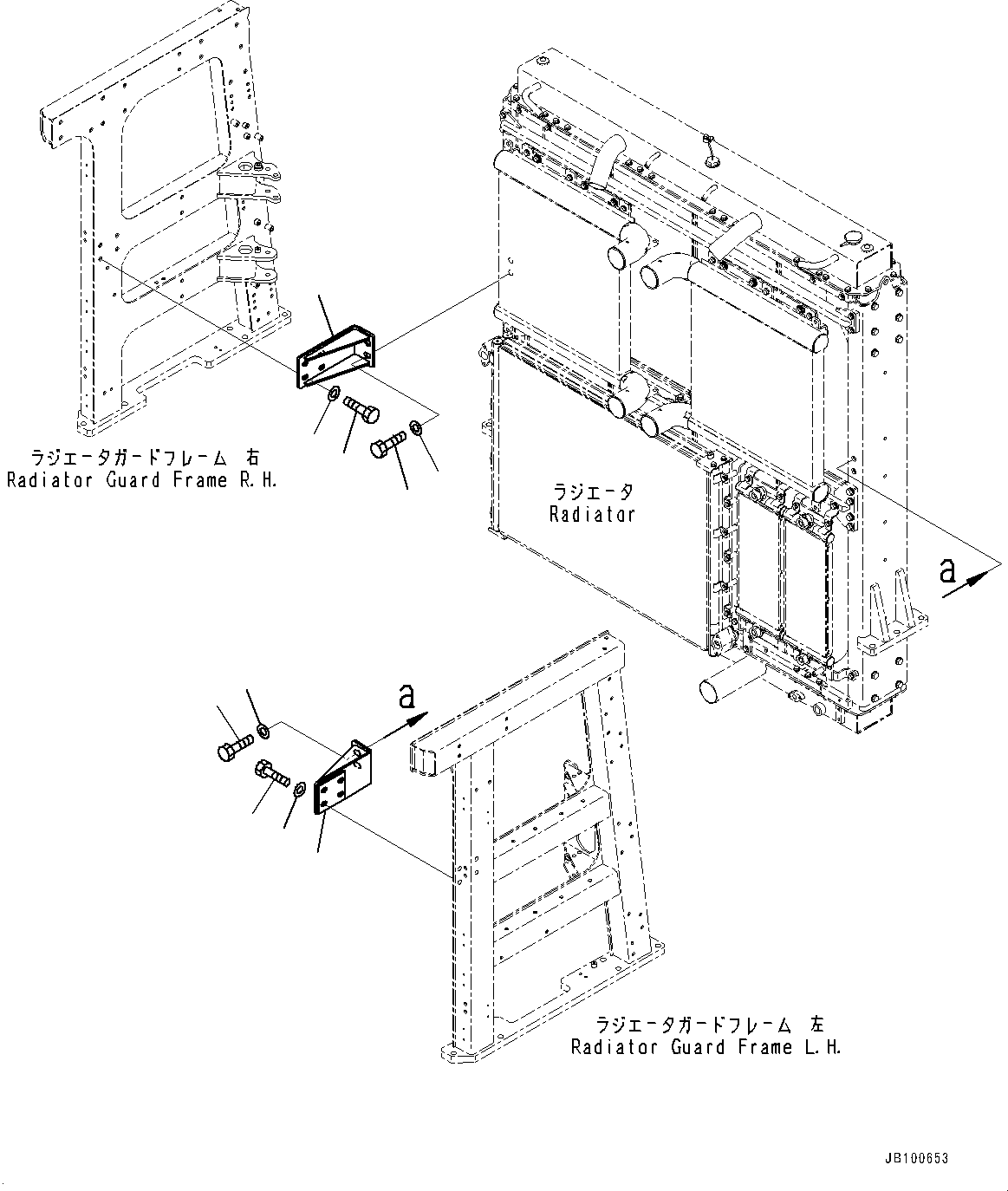 Komatsu parts book diagram for WA800-8E0 S/N 84001-UP: RADIATOR GUARD AND HOOD, RADIATOR GUARD MOUNTING (2/2)(#83001-83000)