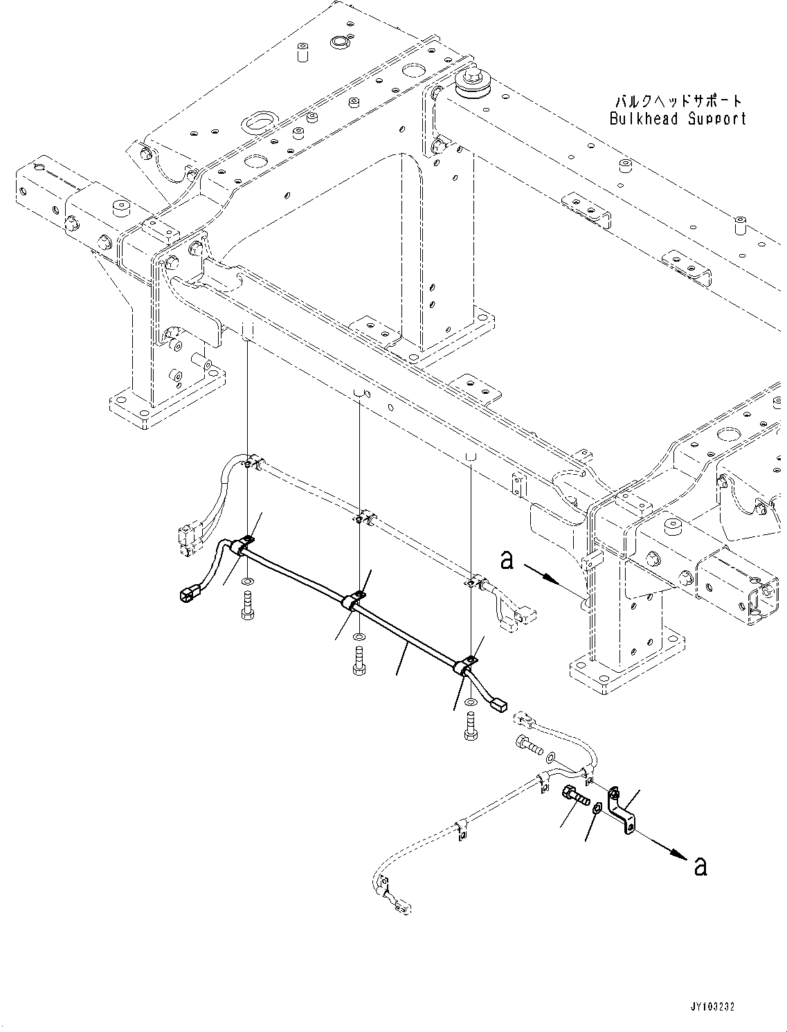 Komatsu parts book diagram for WA800-8E0 S/N 84001-UP: BULKHEAD, KOMVISION WIRING HARNESS(#83001-)