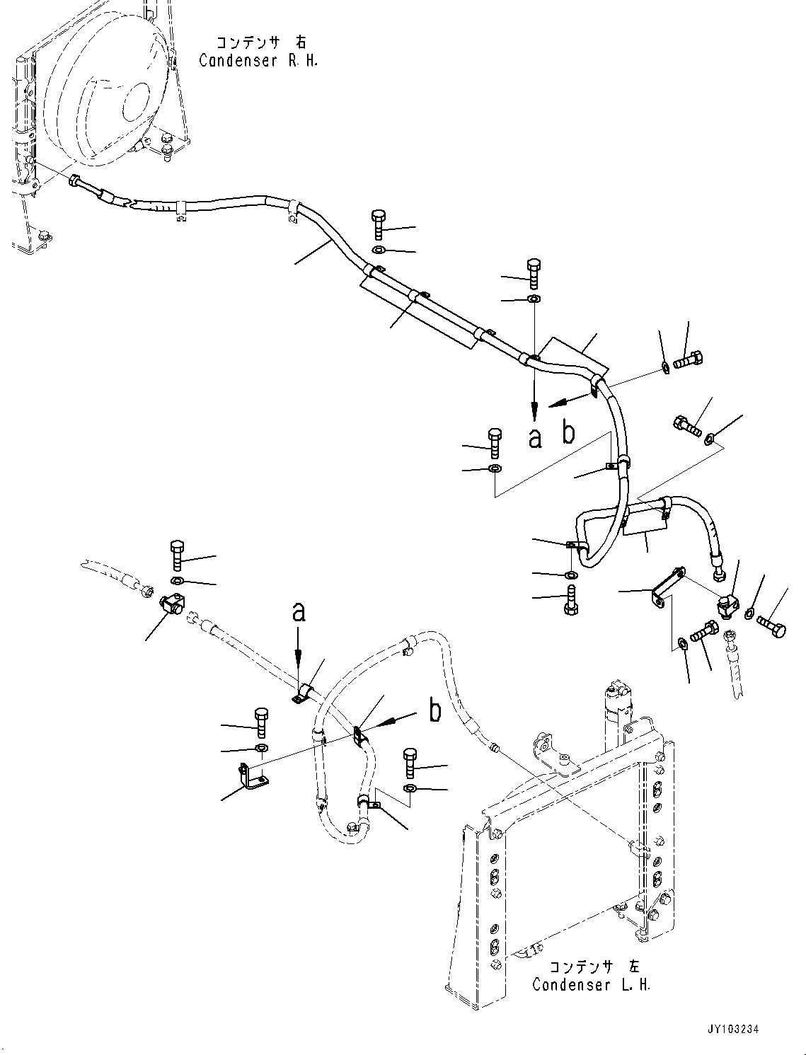 Komatsu parts book diagram for WA800-8E0 S/N 84001-UP: BULKHEAD, HOSE (4/6)(#83001-)