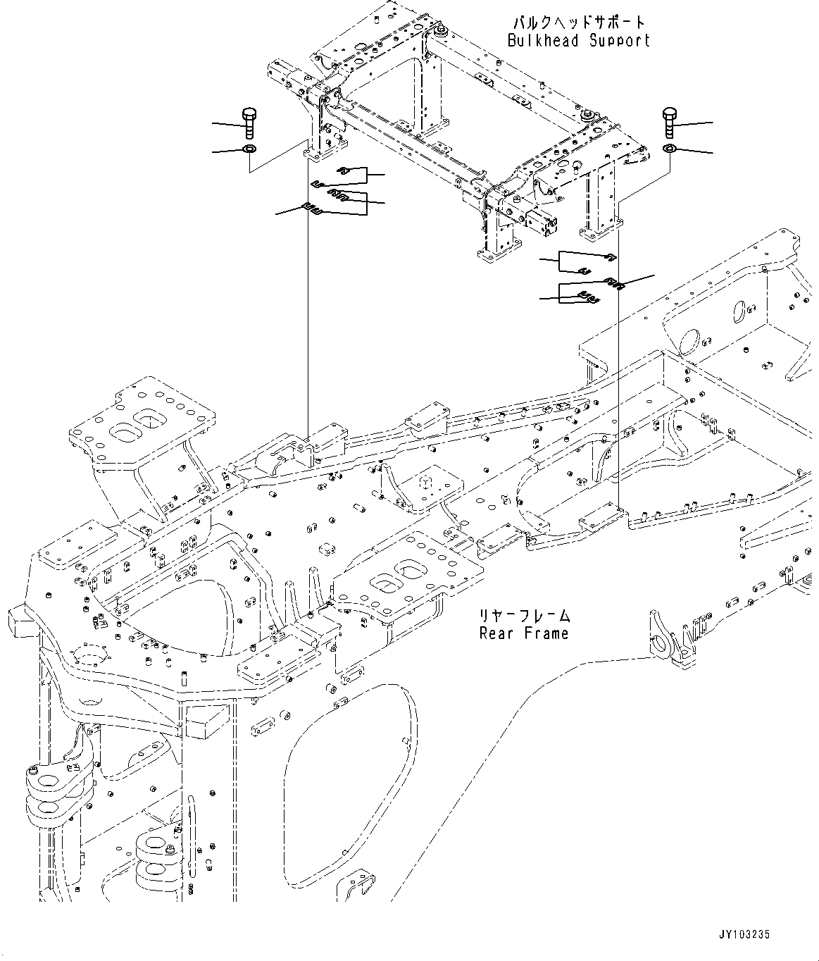 Komatsu parts book diagram for WA800-8E0 S/N 84001-UP: BULKHEAD, MOUNTING BOLT (1/2)(#83001-)