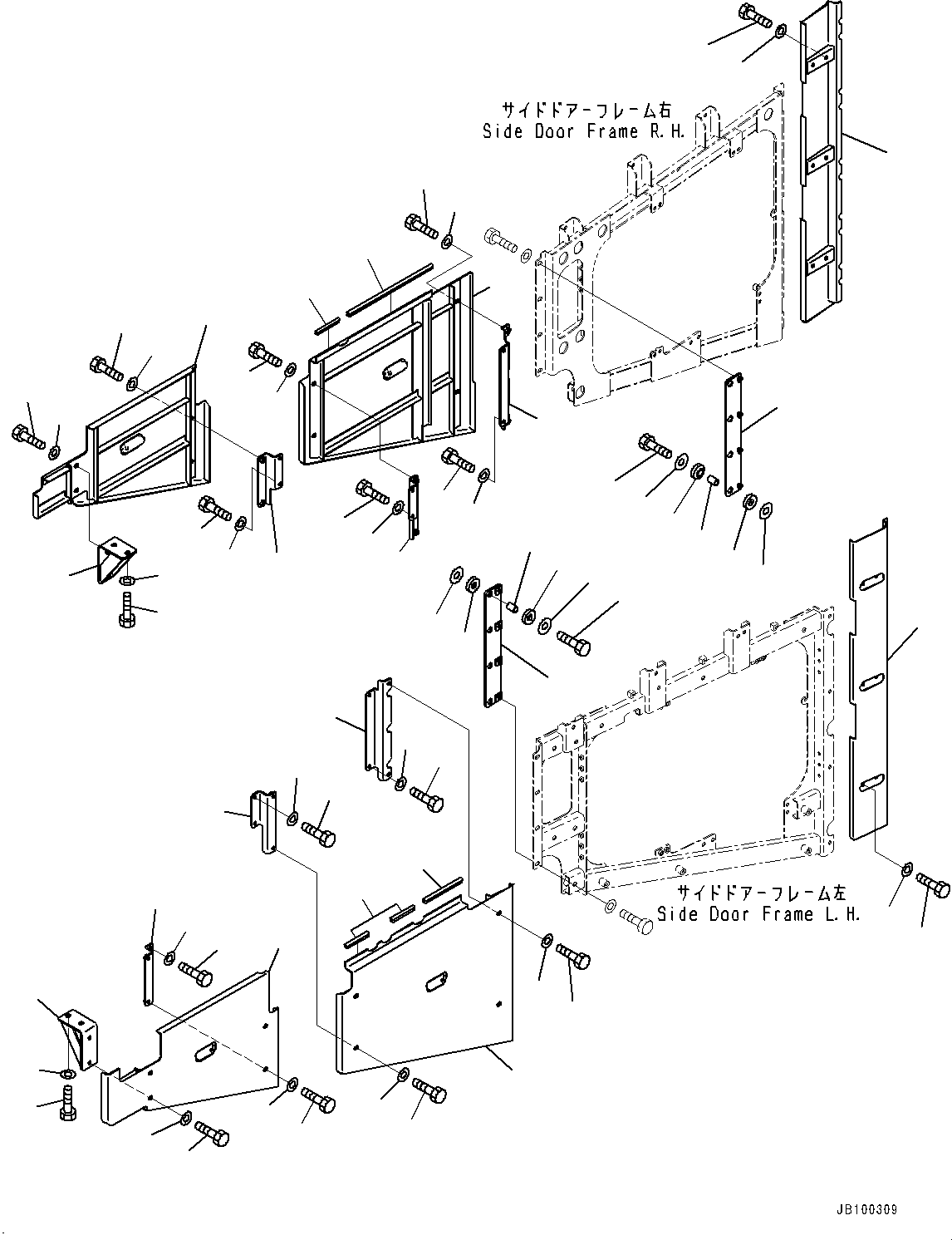 Komatsu parts book diagram for WA800-8E0 S/N 84001-UP: HOOD DOOR, COVER MOUNTING(#83001-)