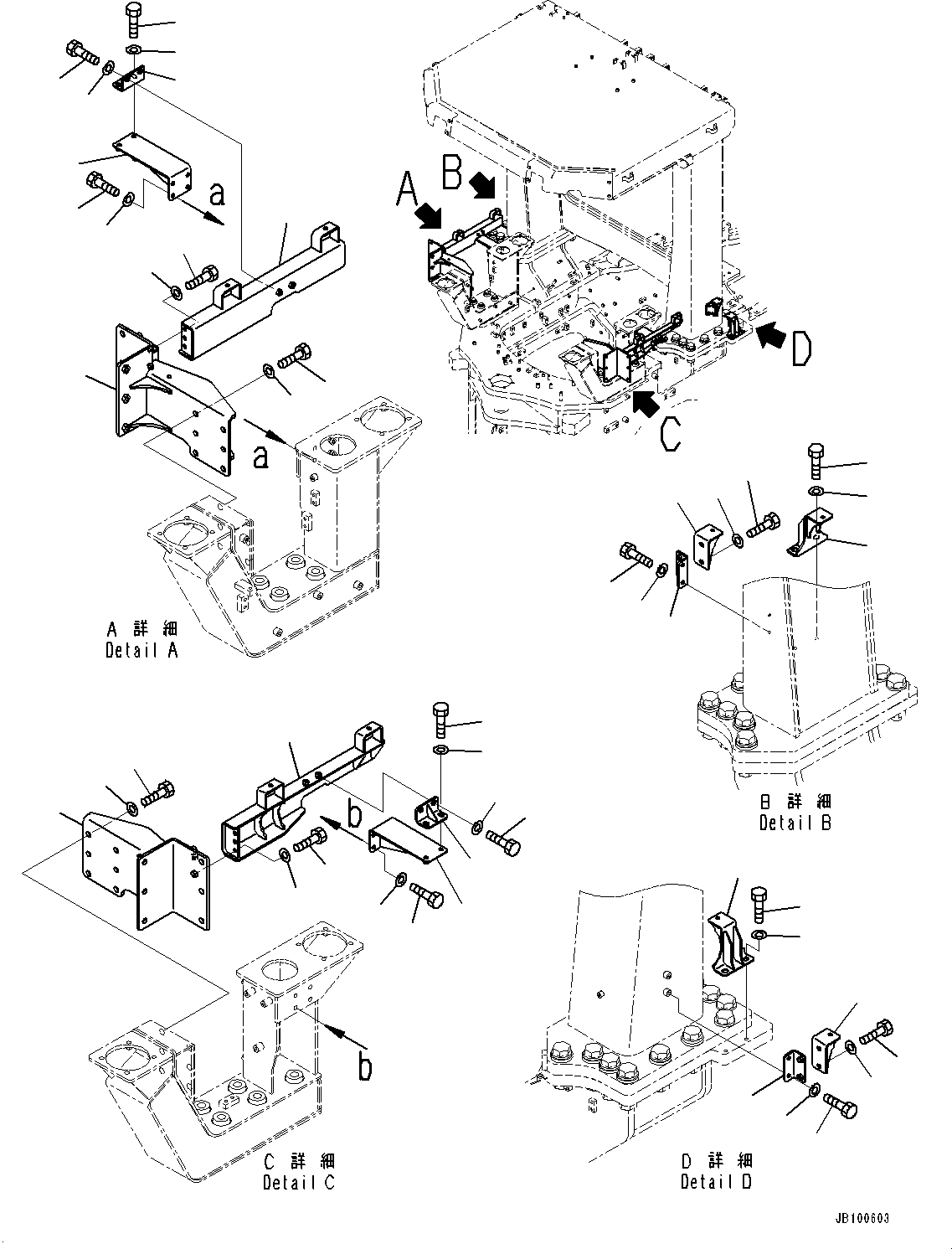Komatsu parts book diagram for WA800-8E0 S/N 84001-UP: LADDER, SUPPORT(#83001-)