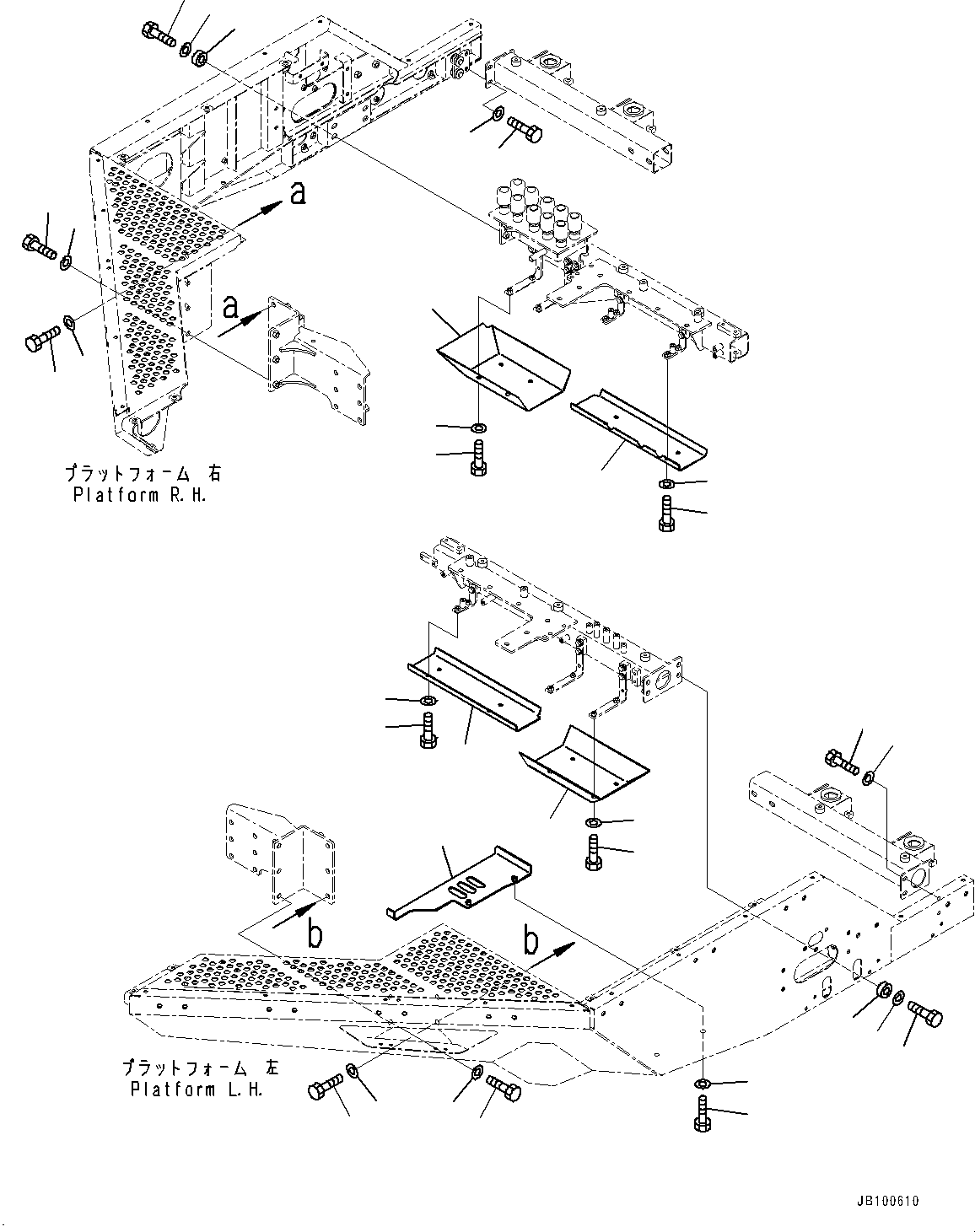 Komatsu parts book diagram for WA800-8E0 S/N 84001-UP: LADDER, PLATFORM RELATED PARTS (1/2)(#83001-)