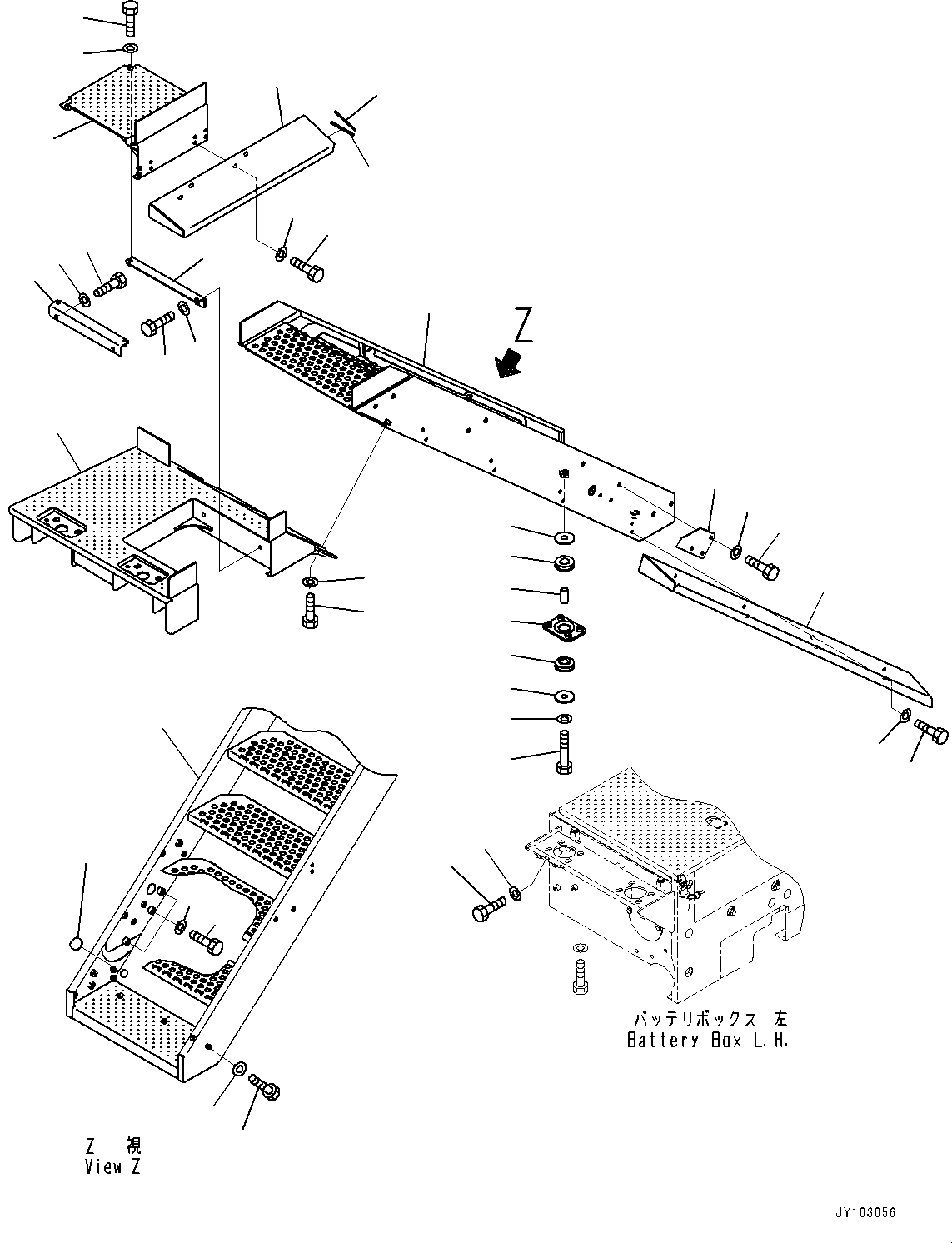 Komatsu parts book diagram for WA800-8E0 S/N 84001-UP: LADDER, LADDER AND STEP (1/2)(#84001-)