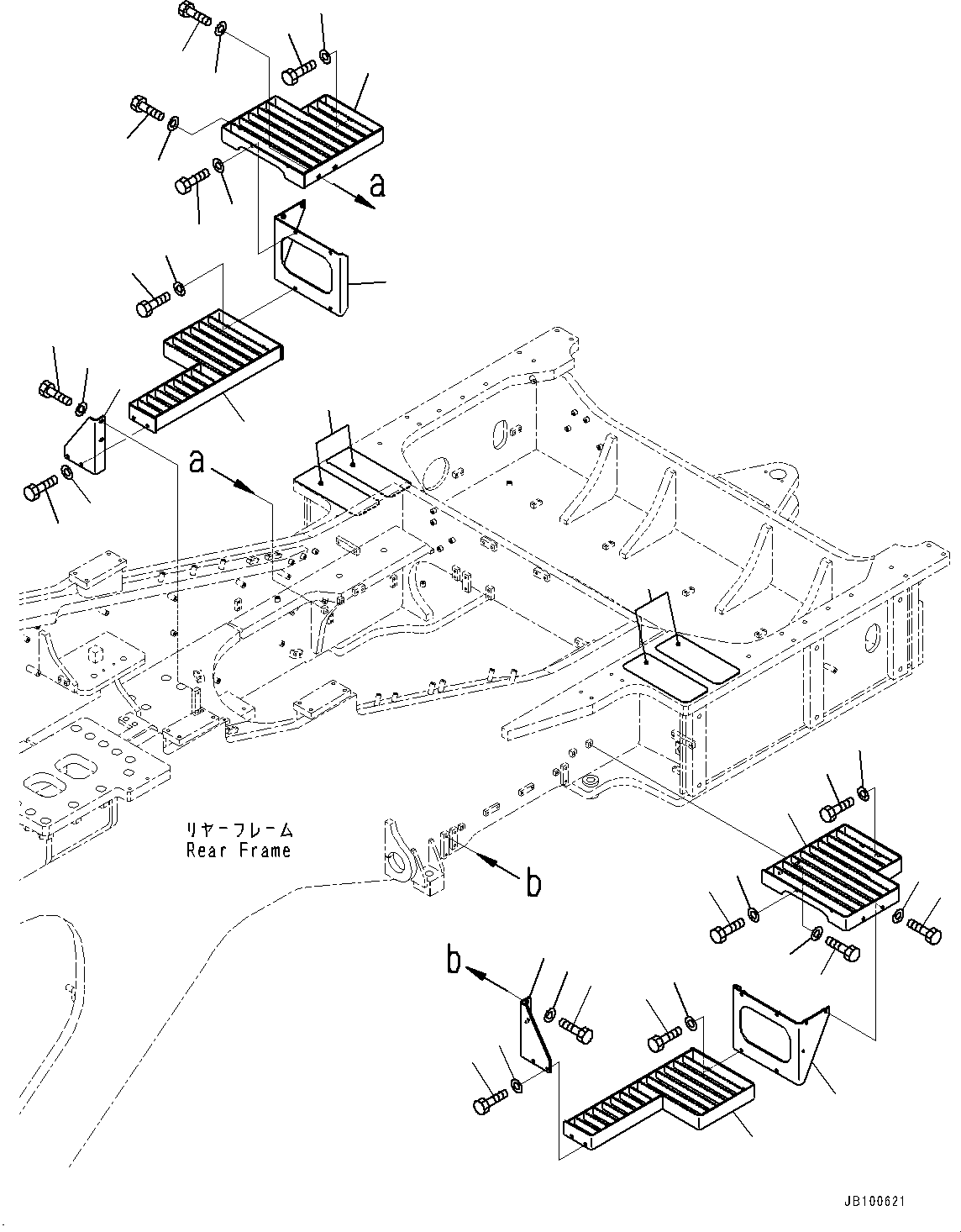 Komatsu parts book diagram for WA800-8E0 S/N 84001-UP: LADDER, BRACKET AND STEP(#84001-)