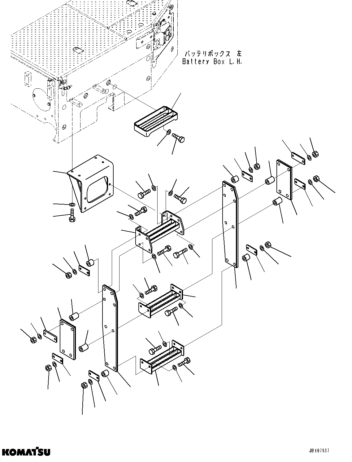 Komatsu parts book diagram for WA800-8E0 S/N 84001-UP: LADDER, STEP, L.H. (WITHOUT POWER LADDER)(#84001-)
