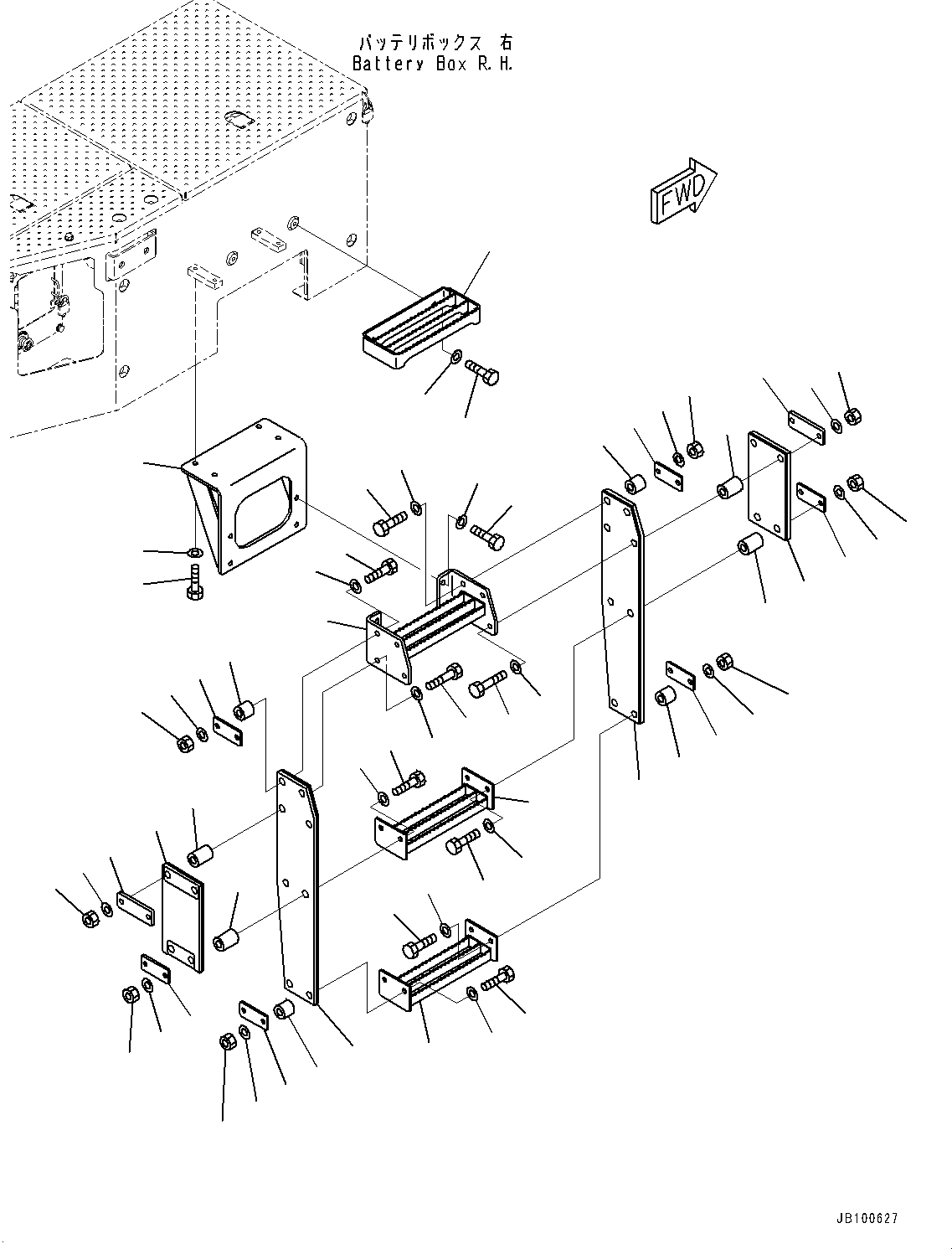 Komatsu parts book diagram for WA800-8E0 S/N 84001-UP: LADDER, STEP, R.H.(#83001-83017)