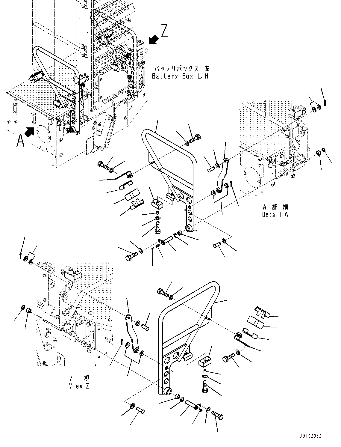 Komatsu parts book diagram for WA800-8E0 S/N 84001-UP: LADDER, POWER LADDER, HANDRAIL (2/2)(#84001-)