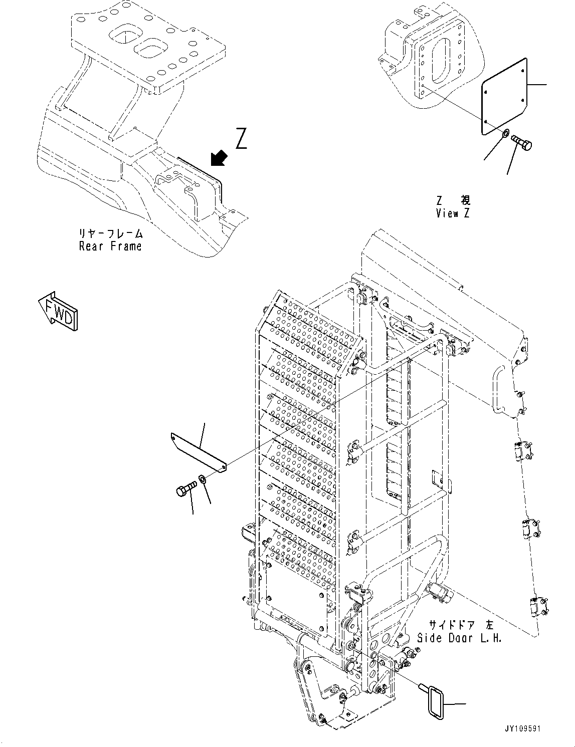 Komatsu parts book diagram for WA800-8E0 S/N 84001-UP: LADDER, POWER LADDER, COVER (2/2)(#84001-)