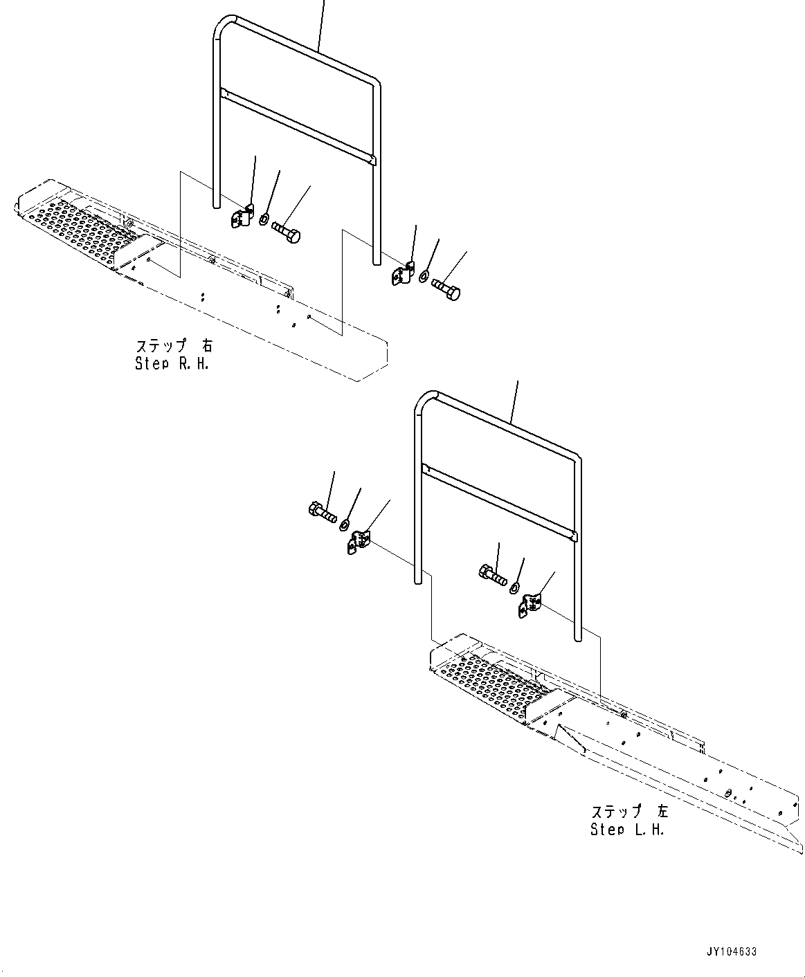 Komatsu parts book diagram for WA800-8E0 S/N 84001-UP: HANDRAIL, REAR (3/3)(#83001-)