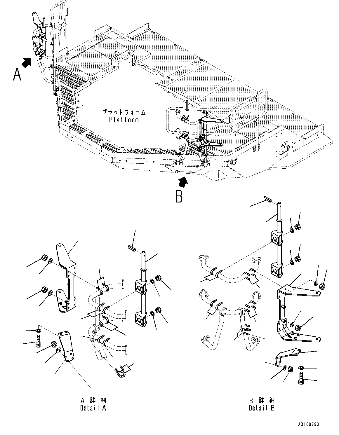 Komatsu parts book diagram for WA800-8E0 S/N 84001-UP: MIRROR, STAY(#83001-)