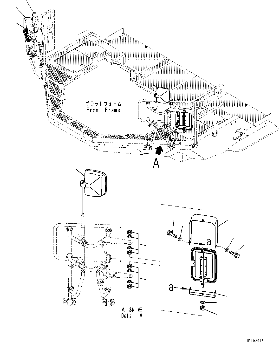 Komatsu parts book diagram for WA800-8E0 S/N 84001-UP: MIRROR, MIRROR (WITH REARVIEW MIRROR, L.H. AND R.H.)(#83001-)
