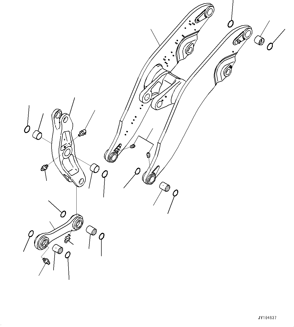 Komatsu parts book diagram for WA800-8E0 S/N 84001-UP: BOOM AND BELL CRANK, BOOM, BELL CRANK AND LINK (WITH HIGH LIFT ARM)(#83001-)
