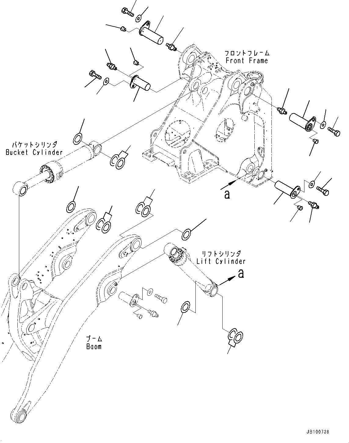 Komatsu parts book diagram for WA800-8E0 S/N 84001-UP: BOOM AND BELL CRANK, PIN (3/3)(#83001-)