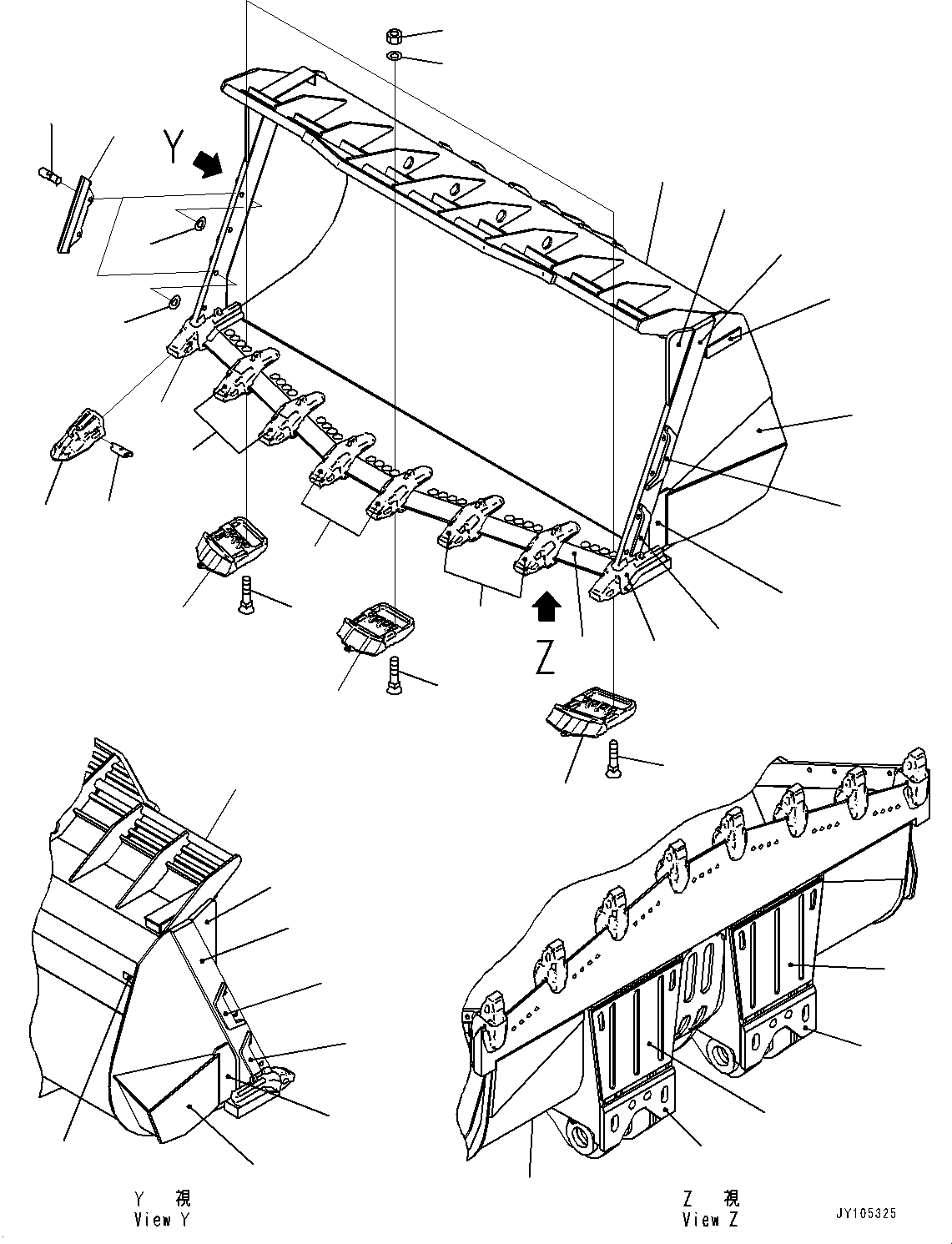 Komatsu parts book diagram for WA800-8E0 S/N 84001-UP: BUCKET, BUCKET (WITH 11.50M3)(#83001-)