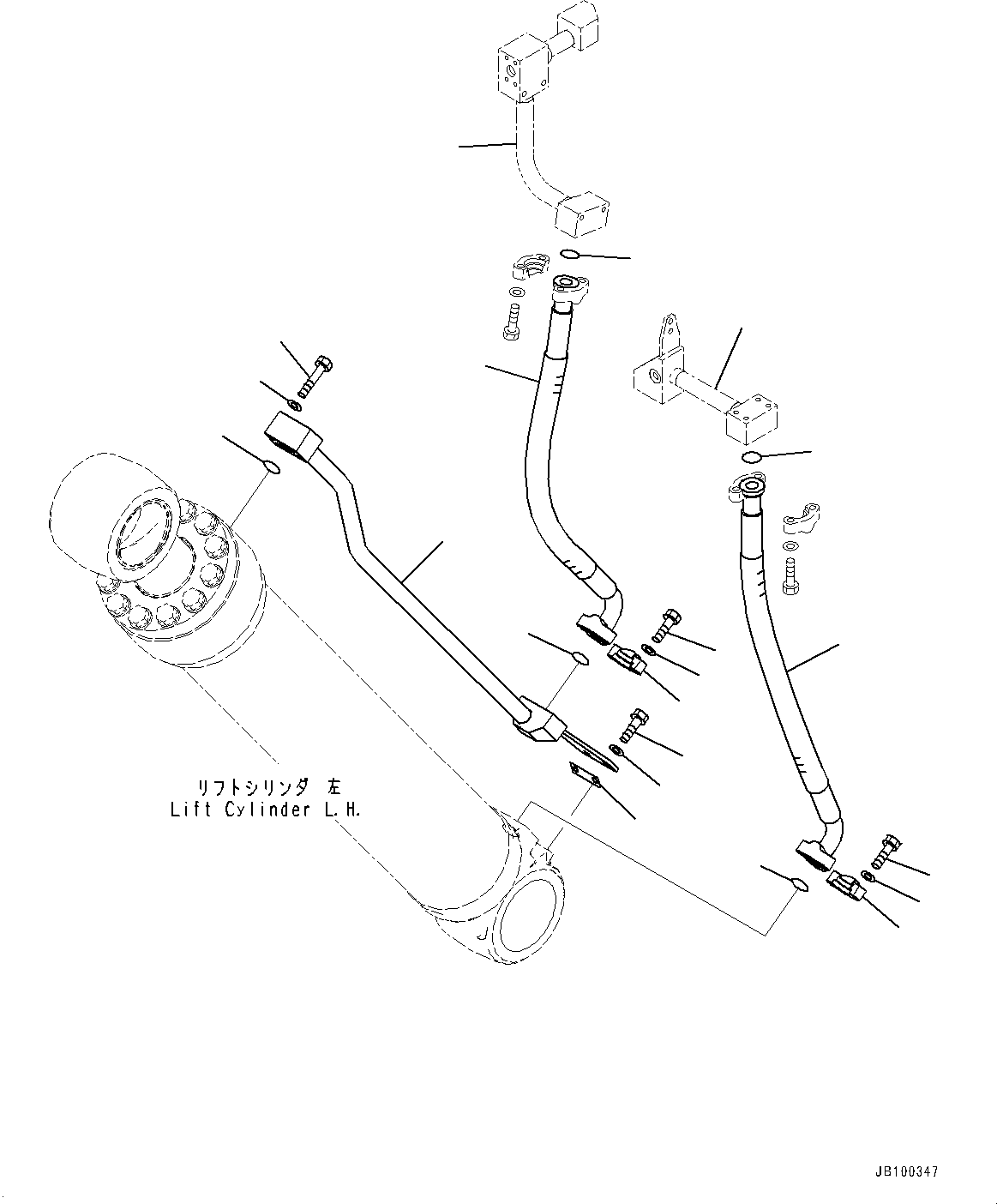 Komatsu parts book diagram for WA800-8E0 S/N 84001-UP: LIFT CYLINDER, PIPING, L.H.(#83001-)