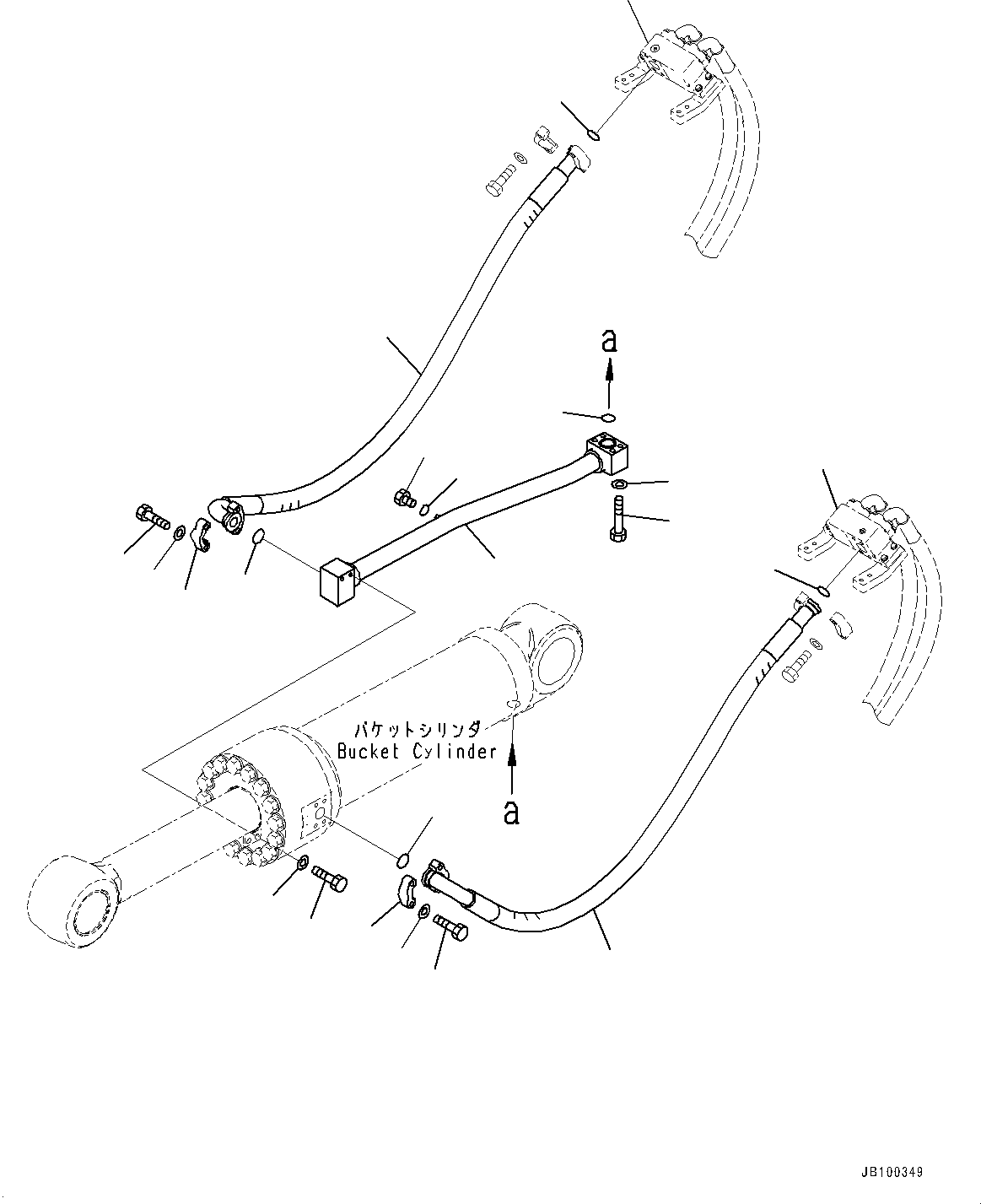 Komatsu parts book diagram for WA800-8E0 S/N 84001-UP: DUMP CYLINDER, PIPING(#83001-)
