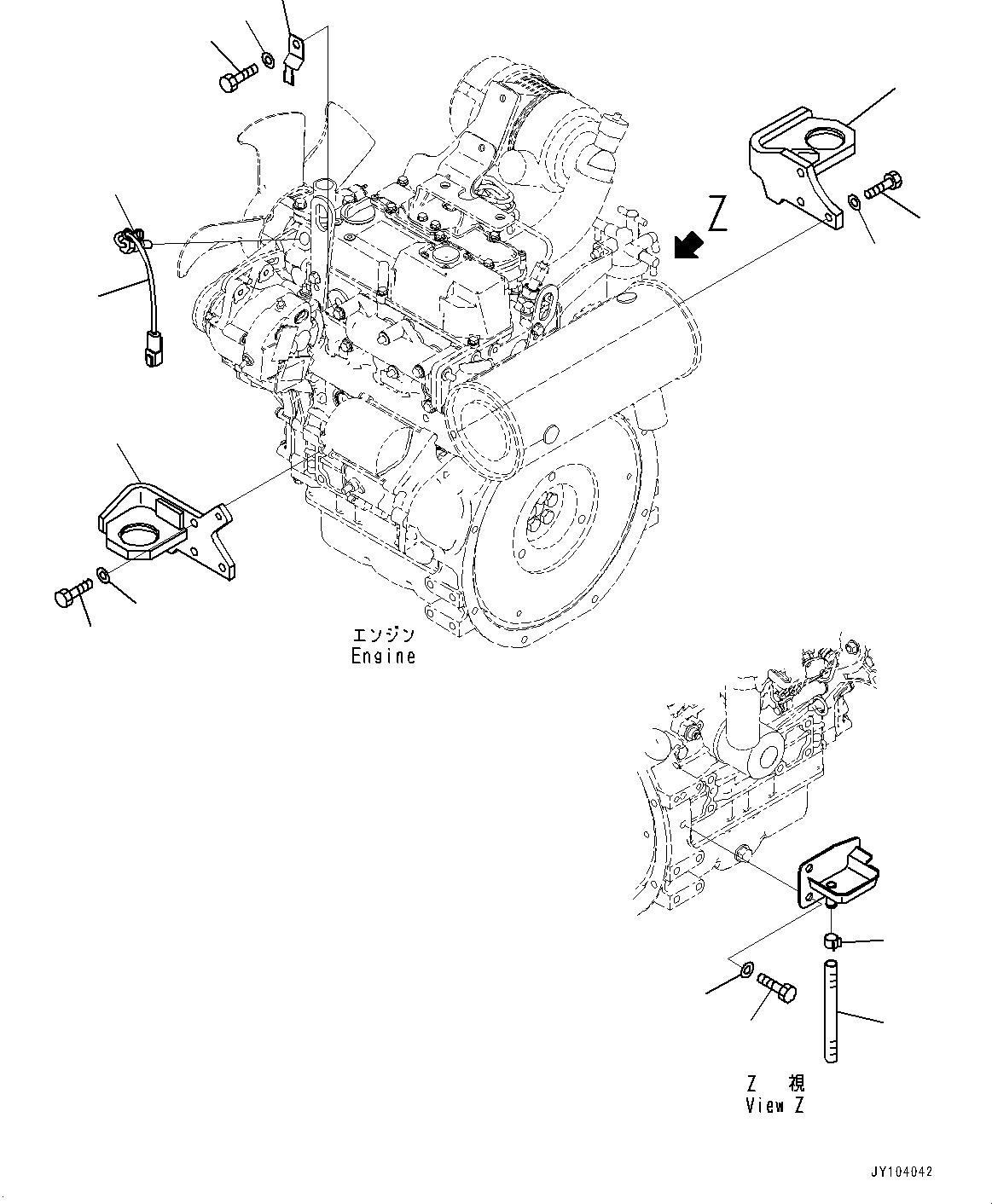 Komatsu parts book diagram for PC25MR-5 S/N 26001-UP: ENGINE RELATED PARTS, ENGINE MOUNTING(#25062-)