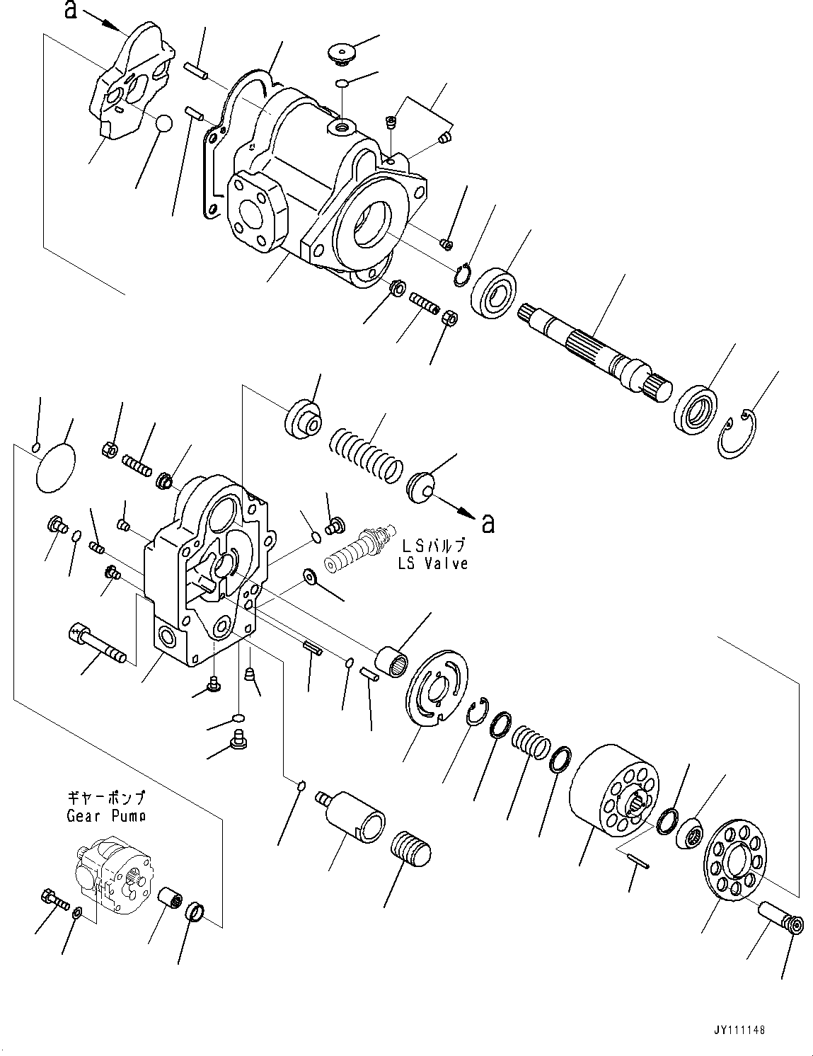 Komatsu parts book diagram for PC25MR-5 S/N 26001-UP: ENGINE RELATED PARTS, PISTON PUMP(#25082-)
