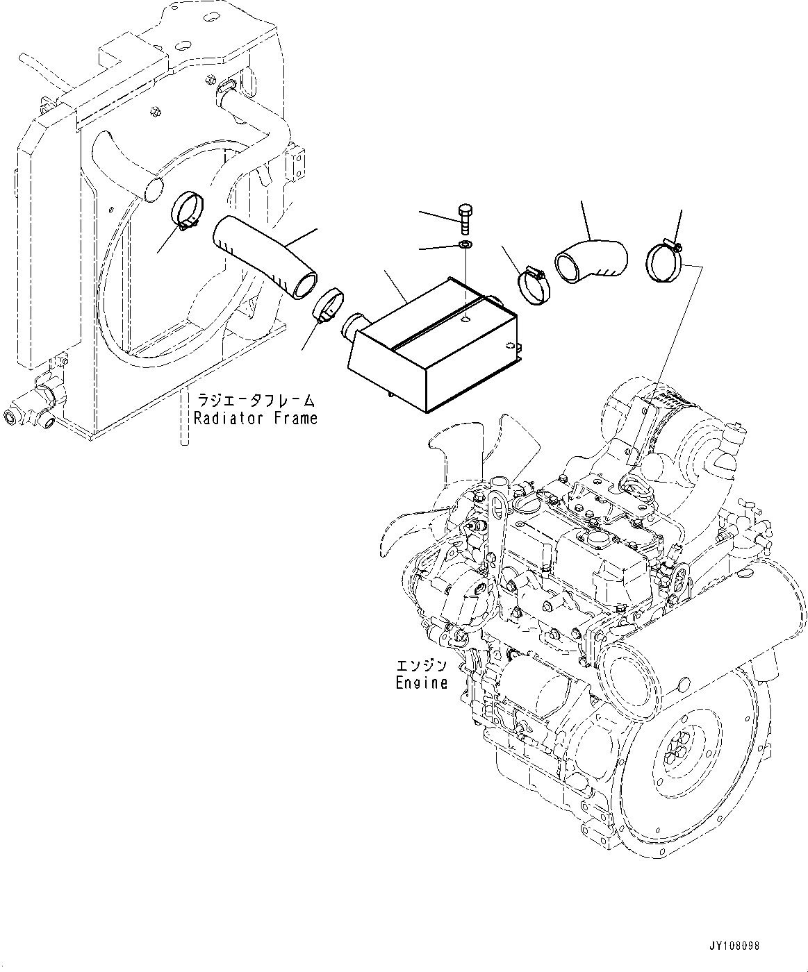 Komatsu parts book diagram for PC25MR-5 S/N 26001-UP: ENGINE RELATED PARTS, CHAMBER (WITH ROPS CAB)(#25001-25294)