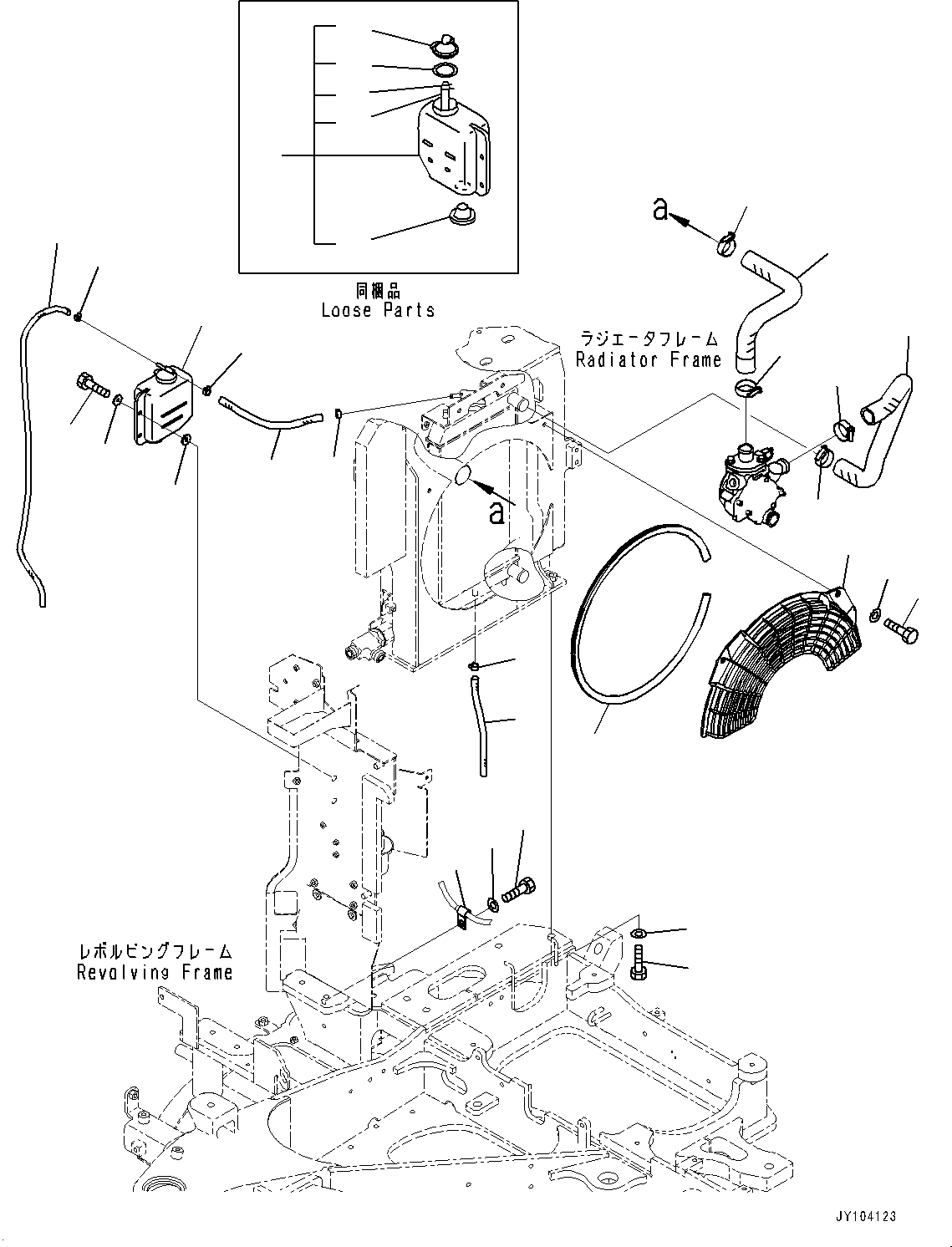 Komatsu parts book diagram for PC25MR-5 S/N 26001-UP: COOLING SYSTEM, RADIATOR PIPING(#25001-)